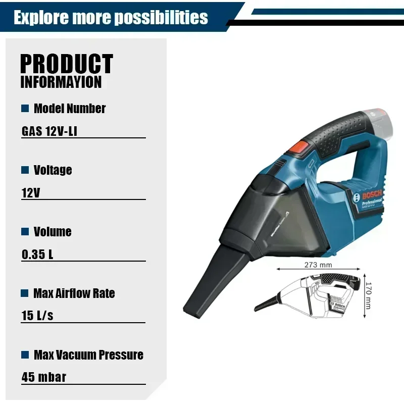 Car Vacuum Cleaner - مكنسة كهربائية لاسلكية بوش GAS 12V-LI